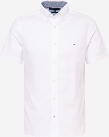 TOMMY HILFIGER Button Up Shirt 'Dobby' in White: front