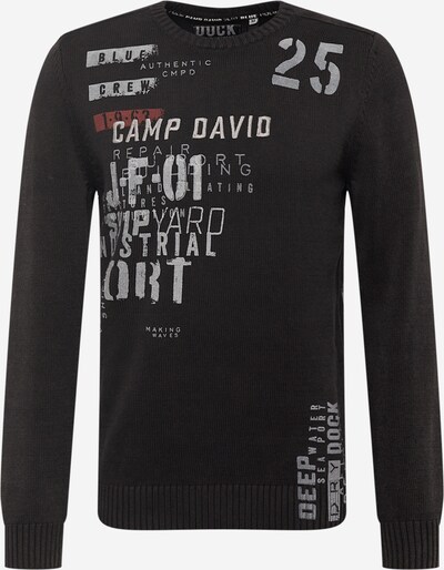 CAMP DAVID Pulover | svetlo siva / temno rdeča / črna barva, Prikaz izdelka