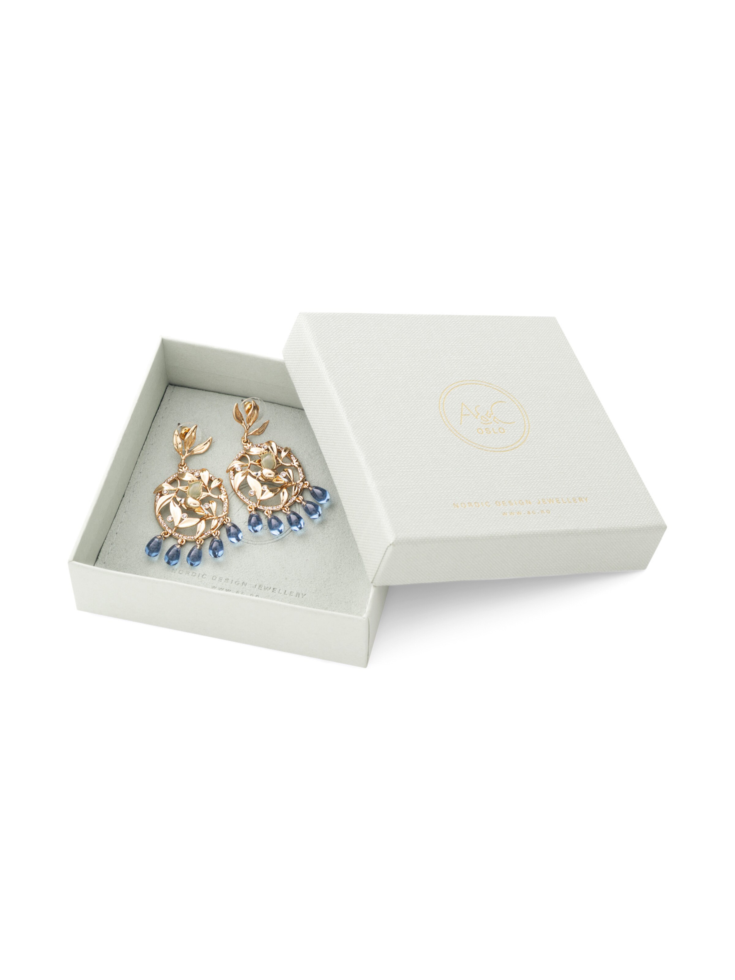 A&C Oslo – Nordic Design Jewellery Oorbellen 'Blue Tit' in Goud