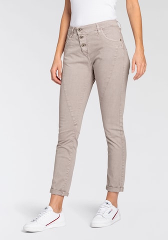 PLEASE Slimfit Jeans in Beige: Vorderseite