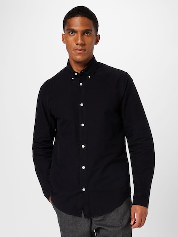 NN07 - Ajuste regular Camisa 'Arne' en negro: frente