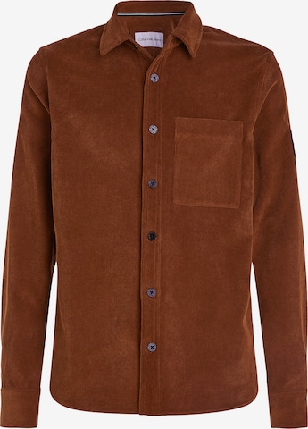 Calvin Klein Jeans Button Up Shirt in Brown: front