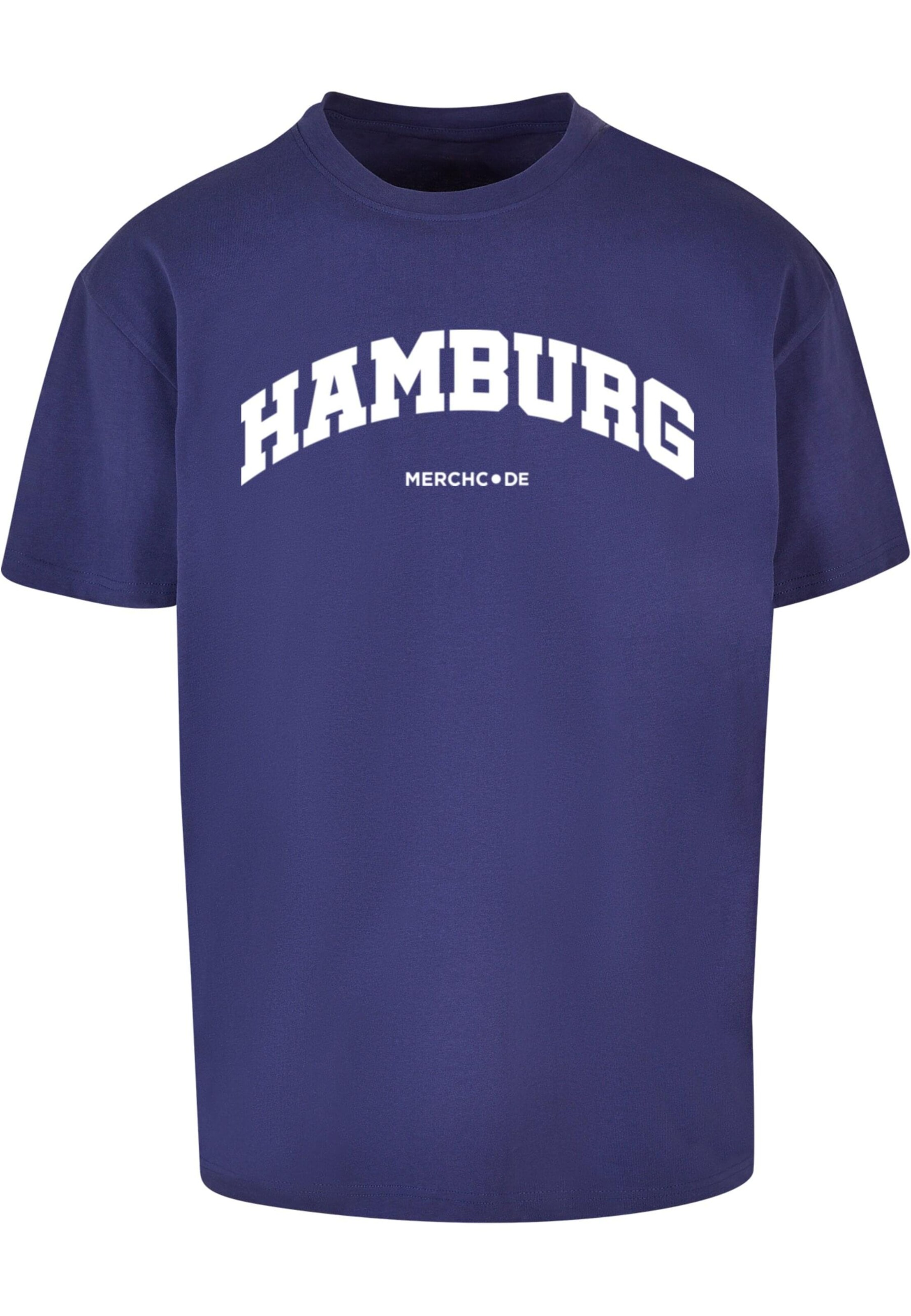 Merchcode Shirt 'Hamburg Wording' in Blauw: voorkant