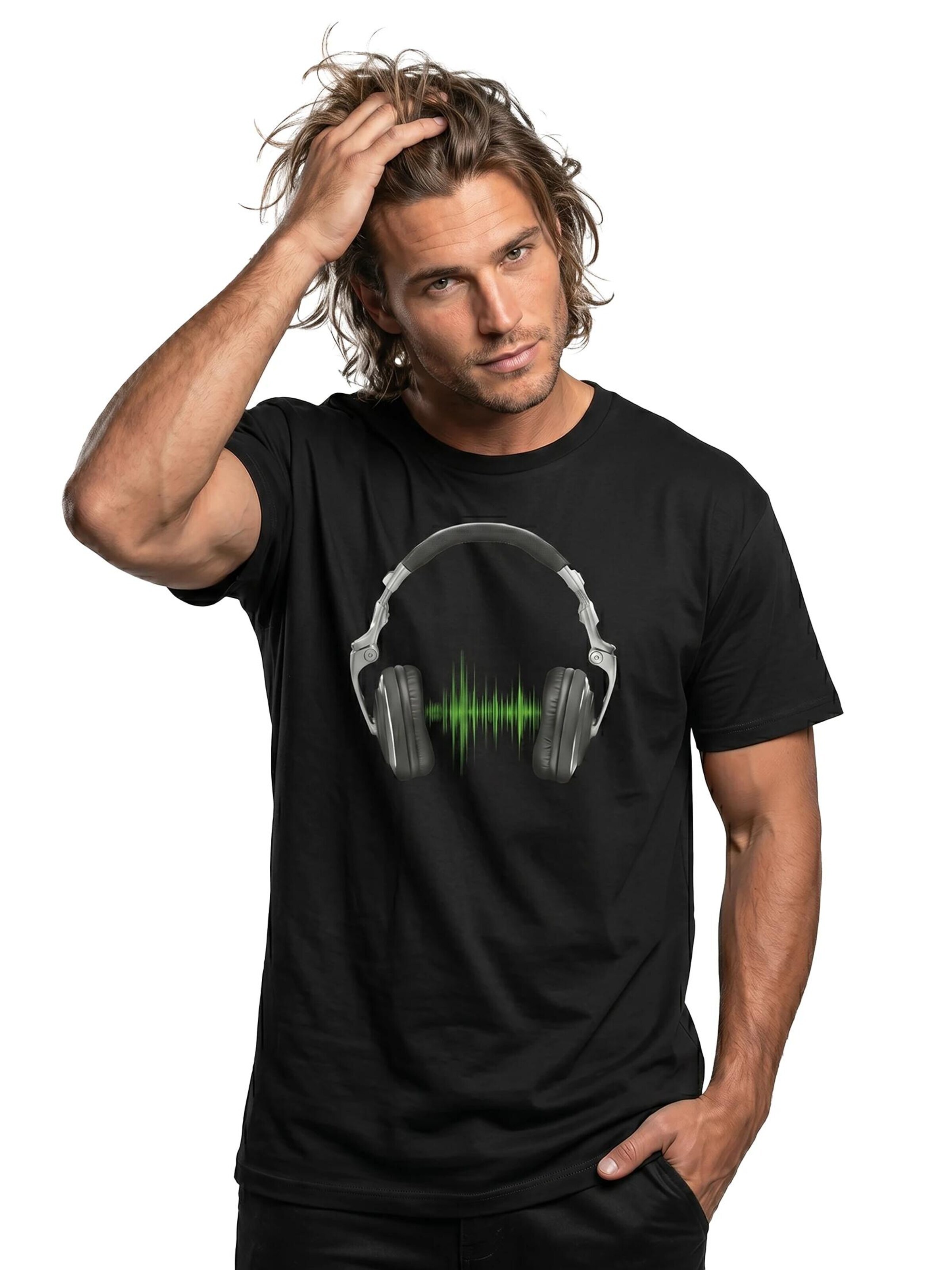 MAKAYA Shirt 'Kopfhörer Equalizer' in Black