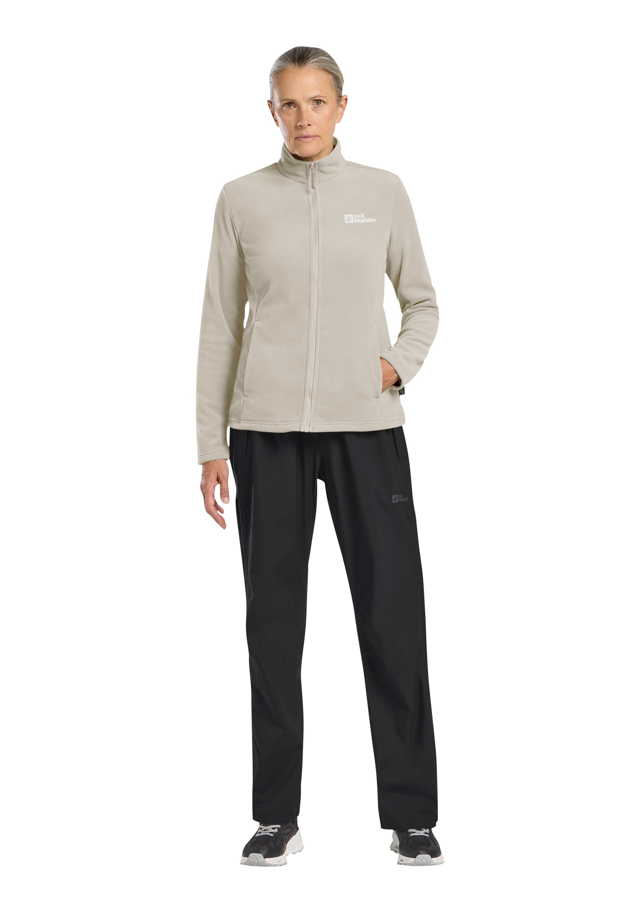 JACK WOLFSKIN Athletic Fleece Jacket 'Taunus' in Beige