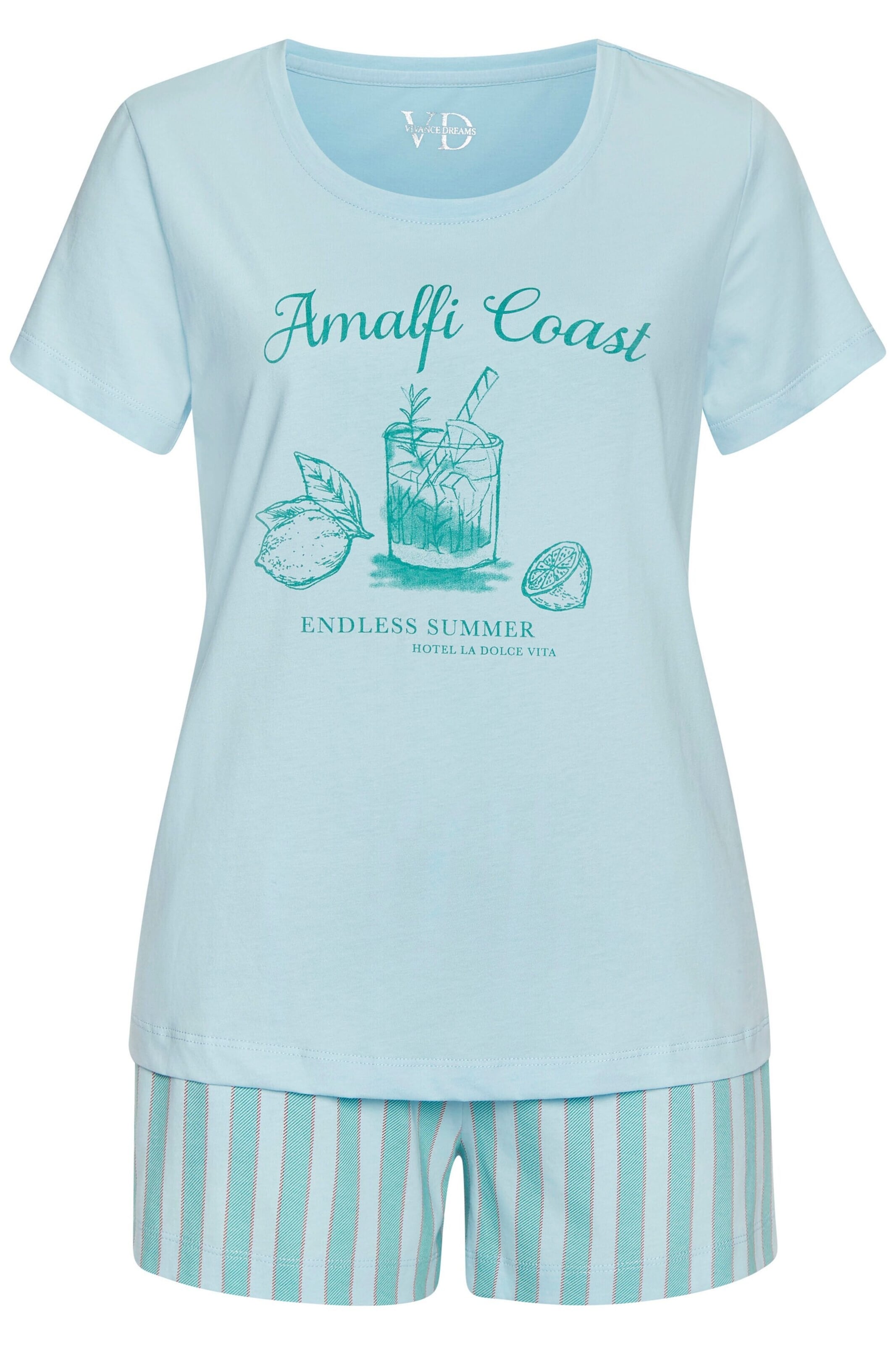 VIVANCE Pyžamo - azurová modrá / pastelová modrá / světle červená, Produkt