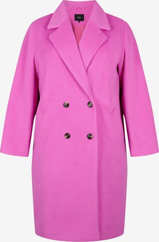 Zizzi Between-Seasons Coat 'MSASHA' in Pink: front