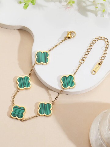 Pure Schmuck Armband 'Clover Green' in Gold