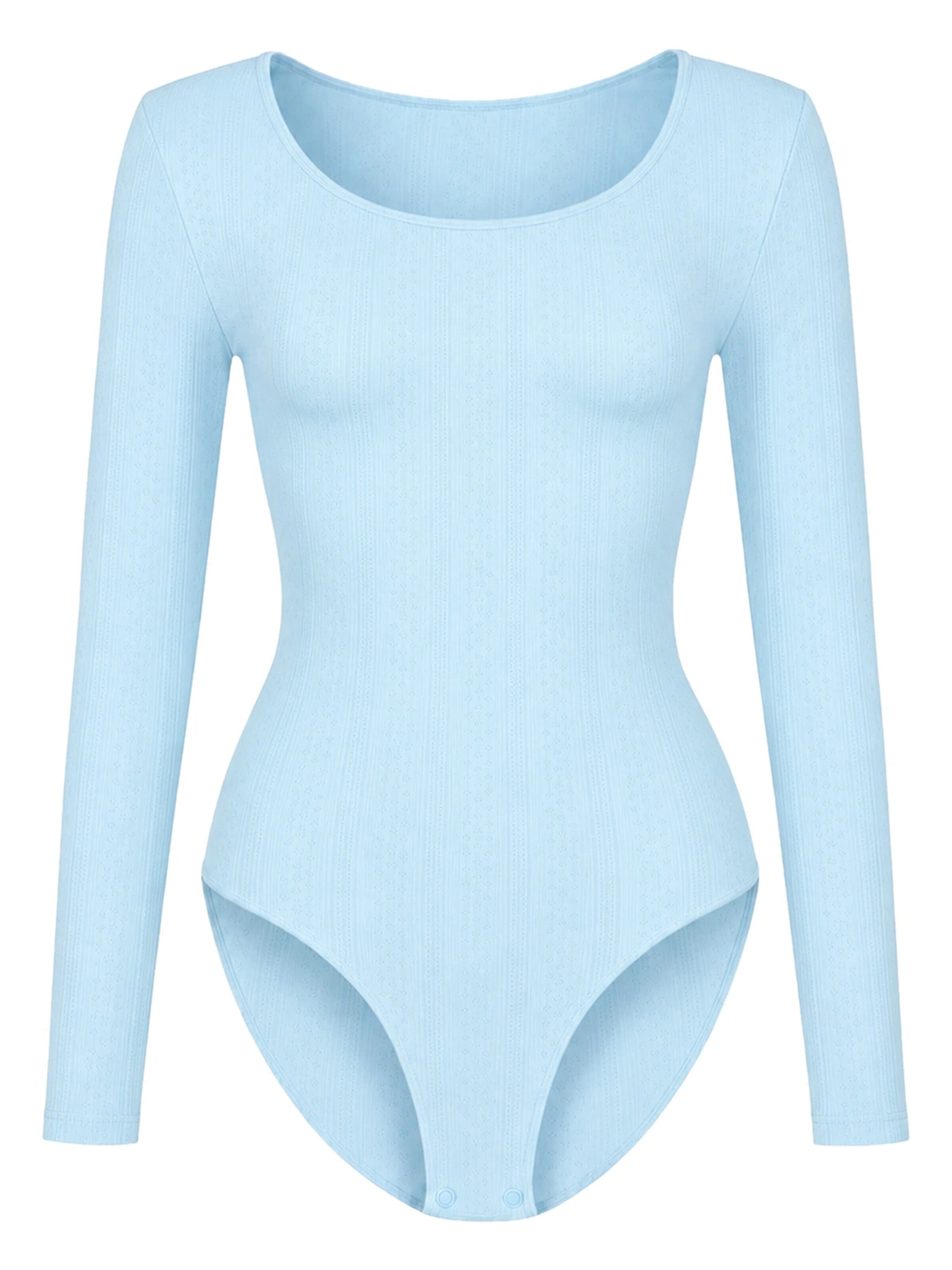 cfab - Body moldeador 'Longsleeve Bodysuit Sculpting Shapewear with Briefs' en azul: frente