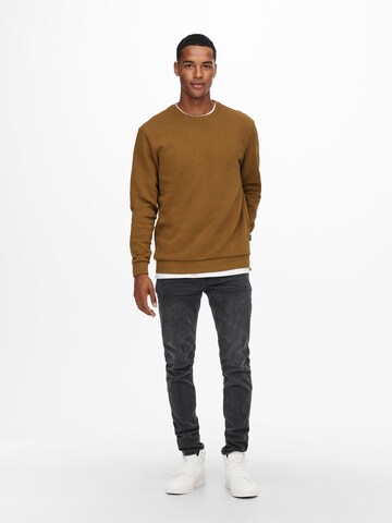 Only & Sons Regular Fit Sweatshirt 'Ceres' in Braun