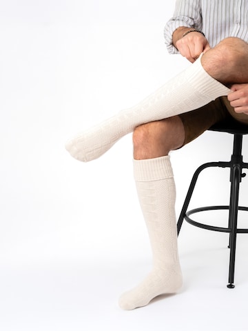 HerzSticht Trachtensocken 'Silberdistel'‌‌‌‌‌‌‌ in Beige