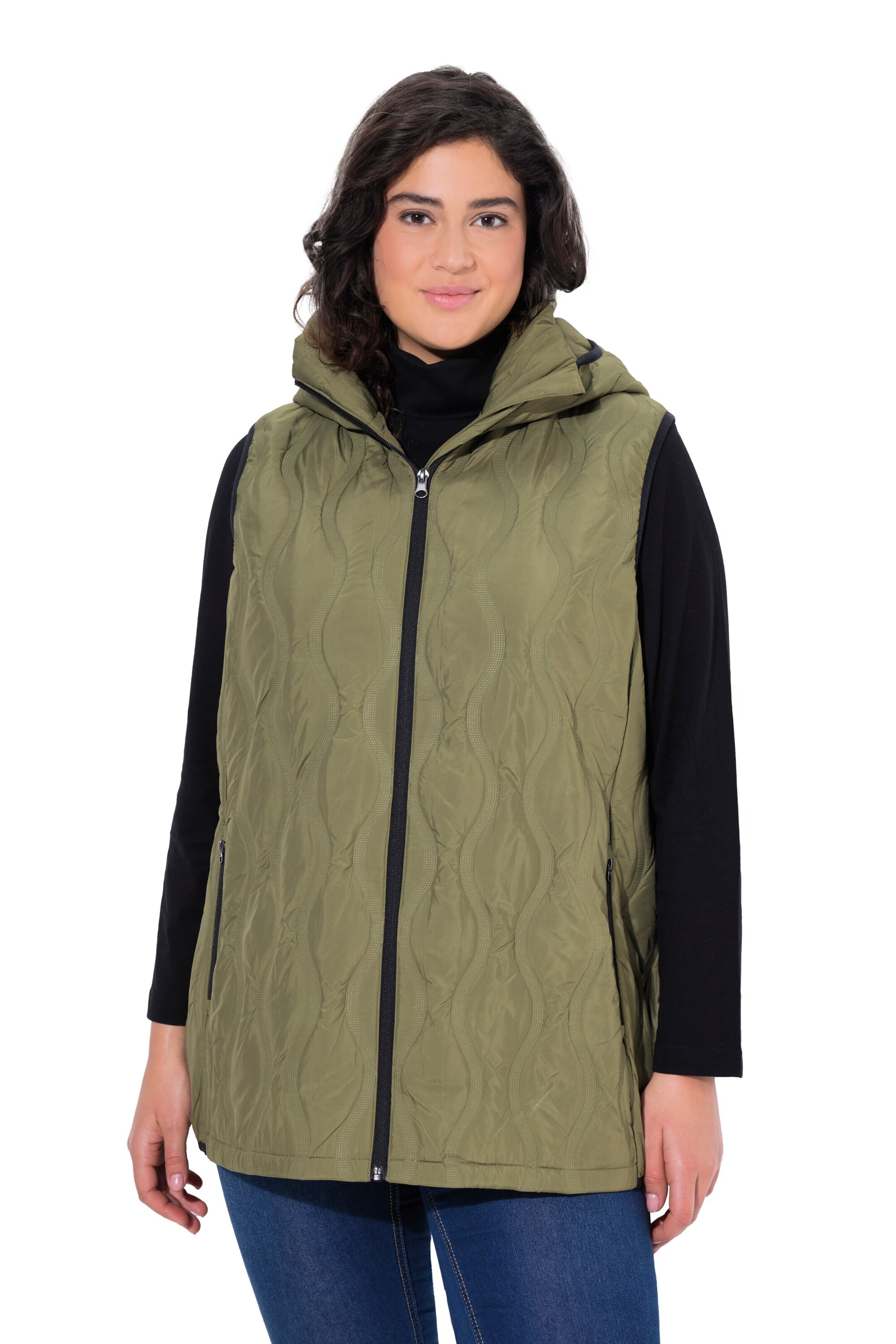 Ulla Popken Vest in Green: front