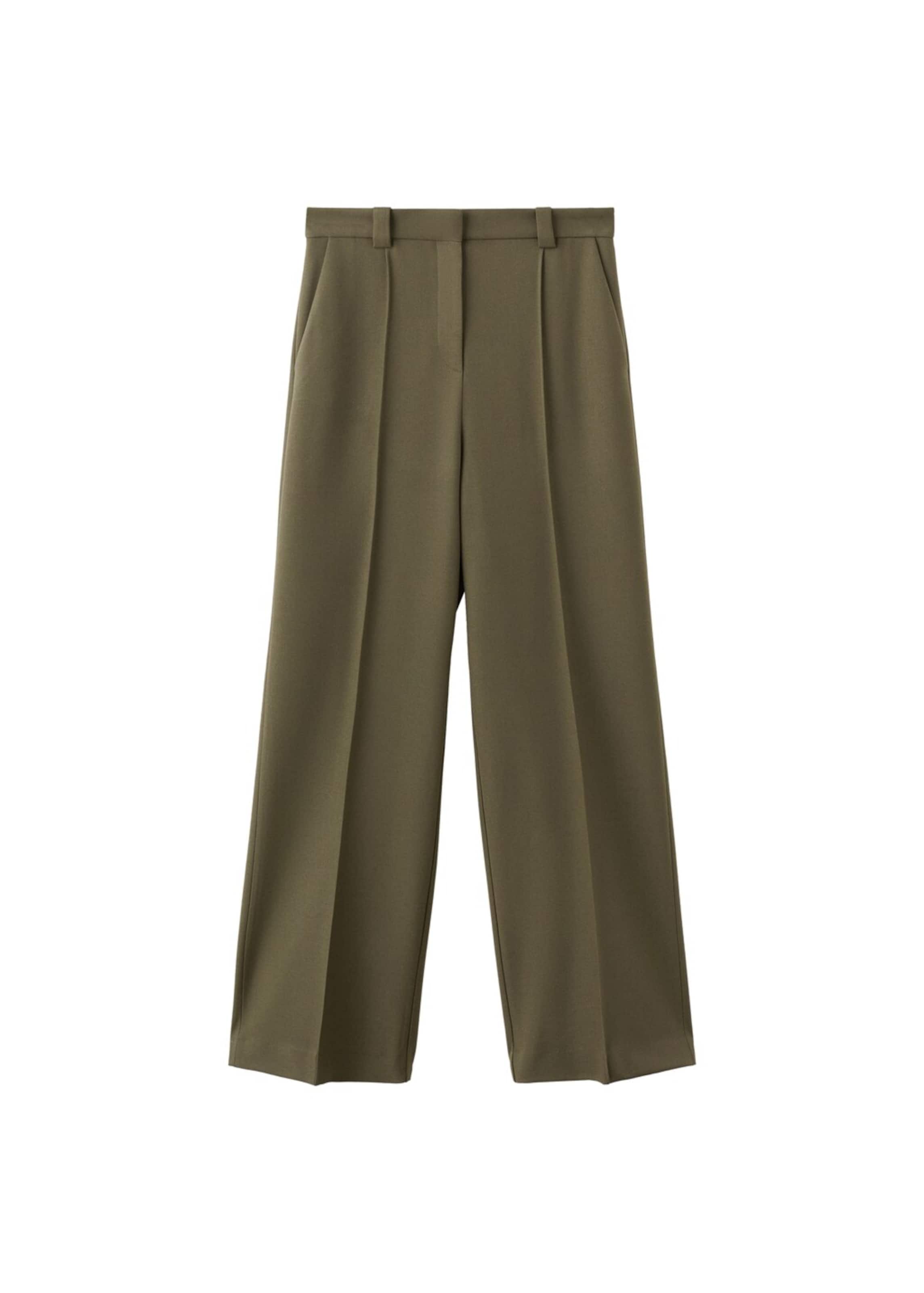 MANGO Wide leg Pleated Pants 'Paris' in Green: front