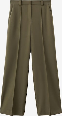 MANGO Wide leg Pleated Pants 'Paris' in Green: front