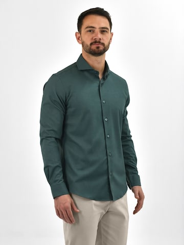 Vercate - Slim Fit Camisa clássica 'No. 28' em verde