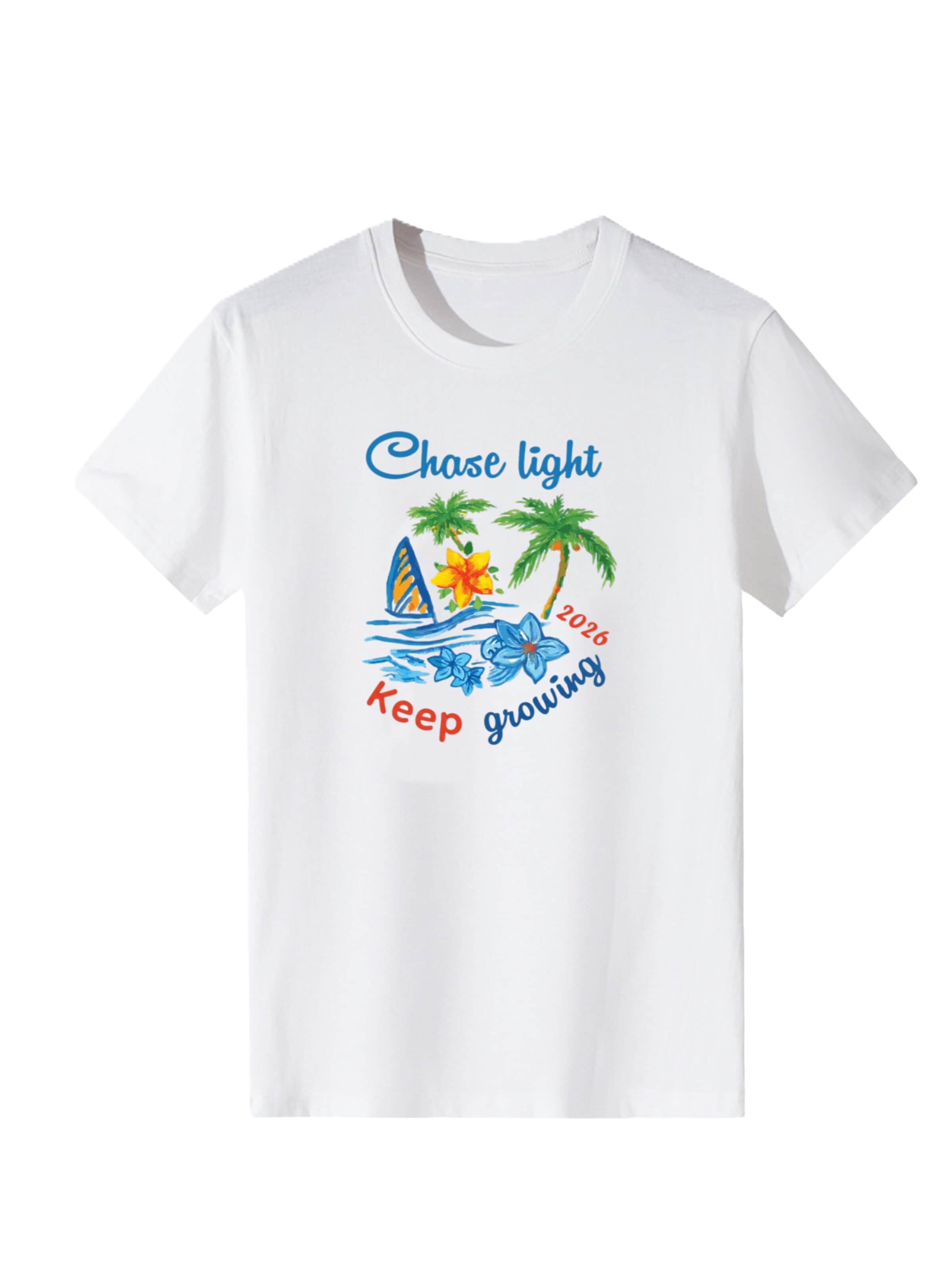 T-shirt 'Women Watercolor Tropical Island Print T-Shirt' LapaPlus en blanc : devant