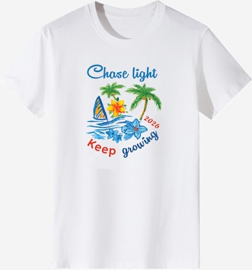T-shirt 'Women Watercolor Tropical Island Print T-Shirt' LapaPlus en blanc : devant