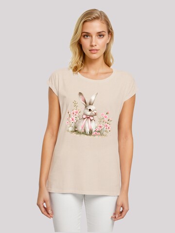 F4NT4STIC Shirt 'Niedlicher Osterhase mit Blumen' in Beige: front