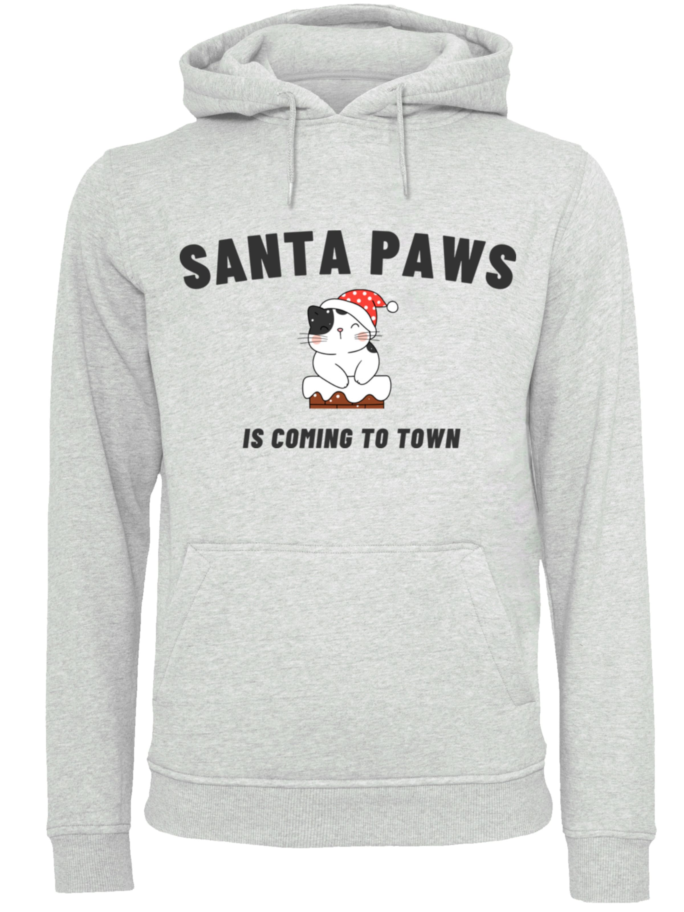Sweat-shirt 'Santa Paws Christmas Cat' F4NT4STIC en gris : devant