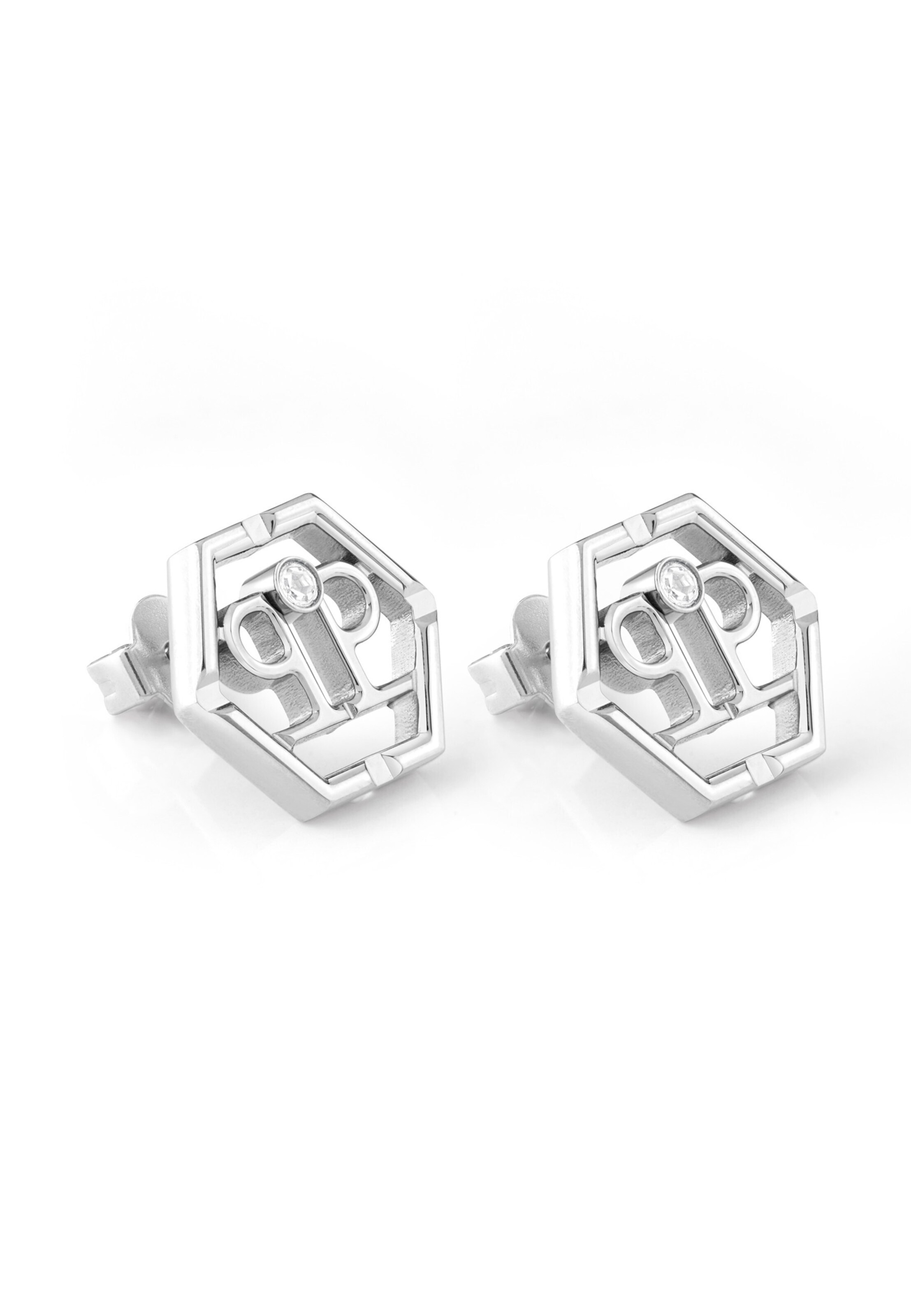 Philipp Plein Jewellery Ohrringe 'HEXAGON' in Silber