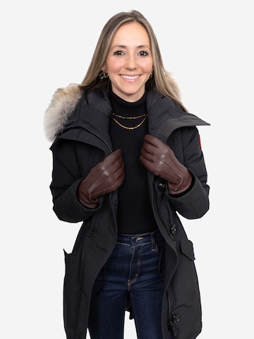 Hand Gewand by Weikert Full finger gloves 'JESS - Ziegeleder Kaschmir Fütterung' in Brown