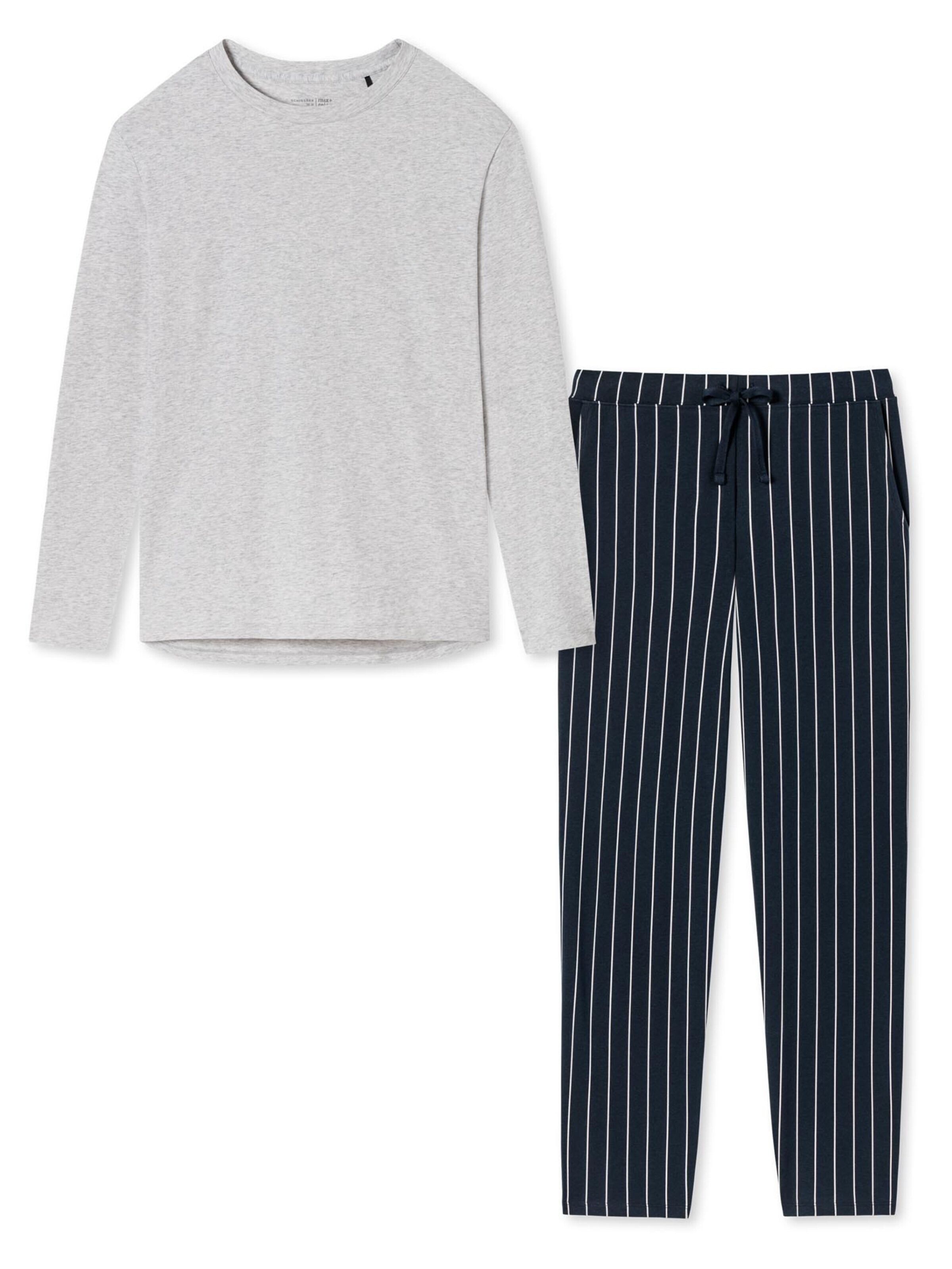 SCHIESSER Pyjama 'Cotton' in Grijs: voorkant