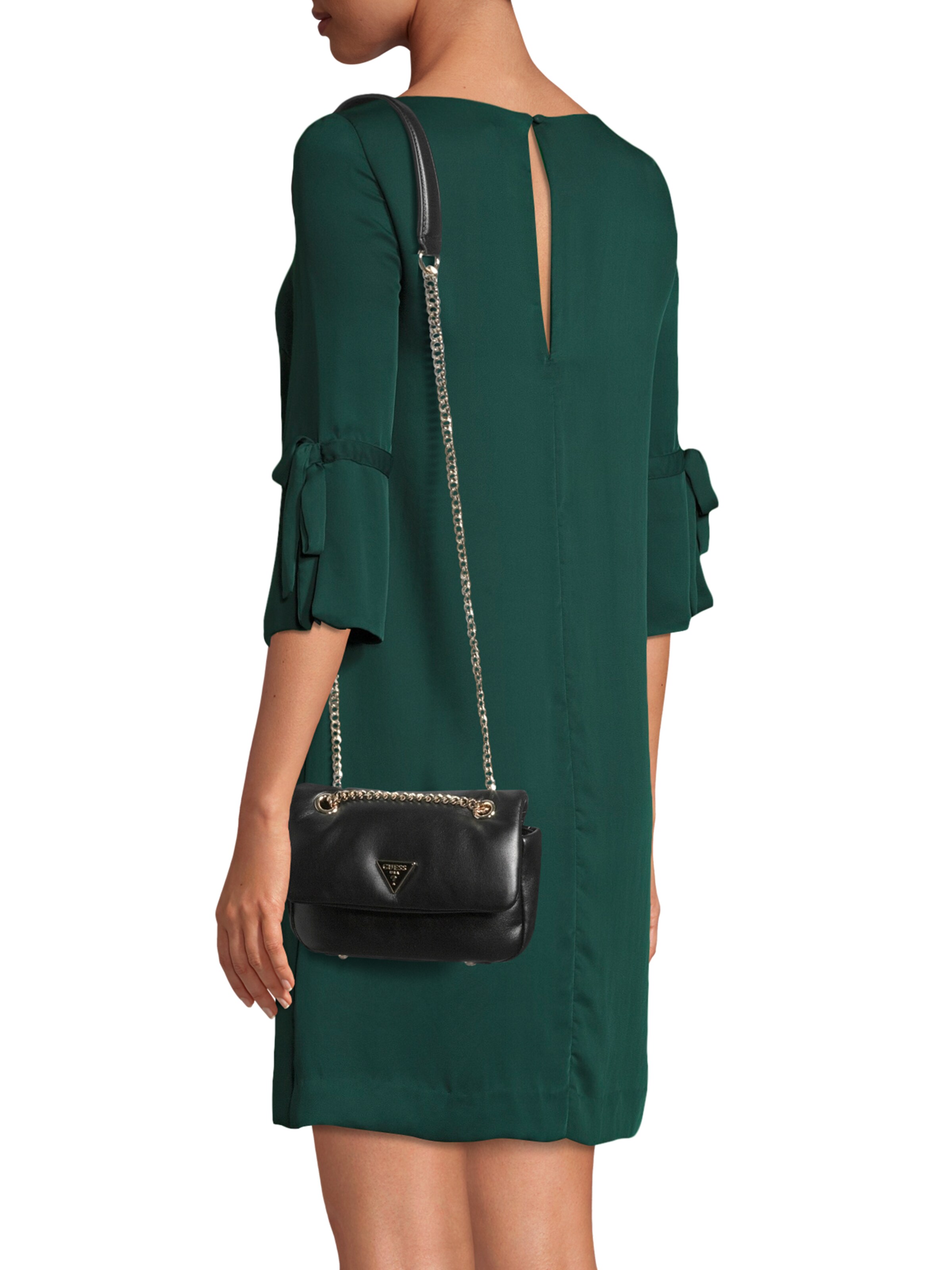 Geantă de umăr 'SUNETRA MINI CNVRTBL XBDY FLAP' de la GUESS pe negru