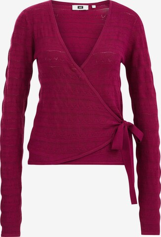 WE Fashion Knit Cardigan in Purple: front