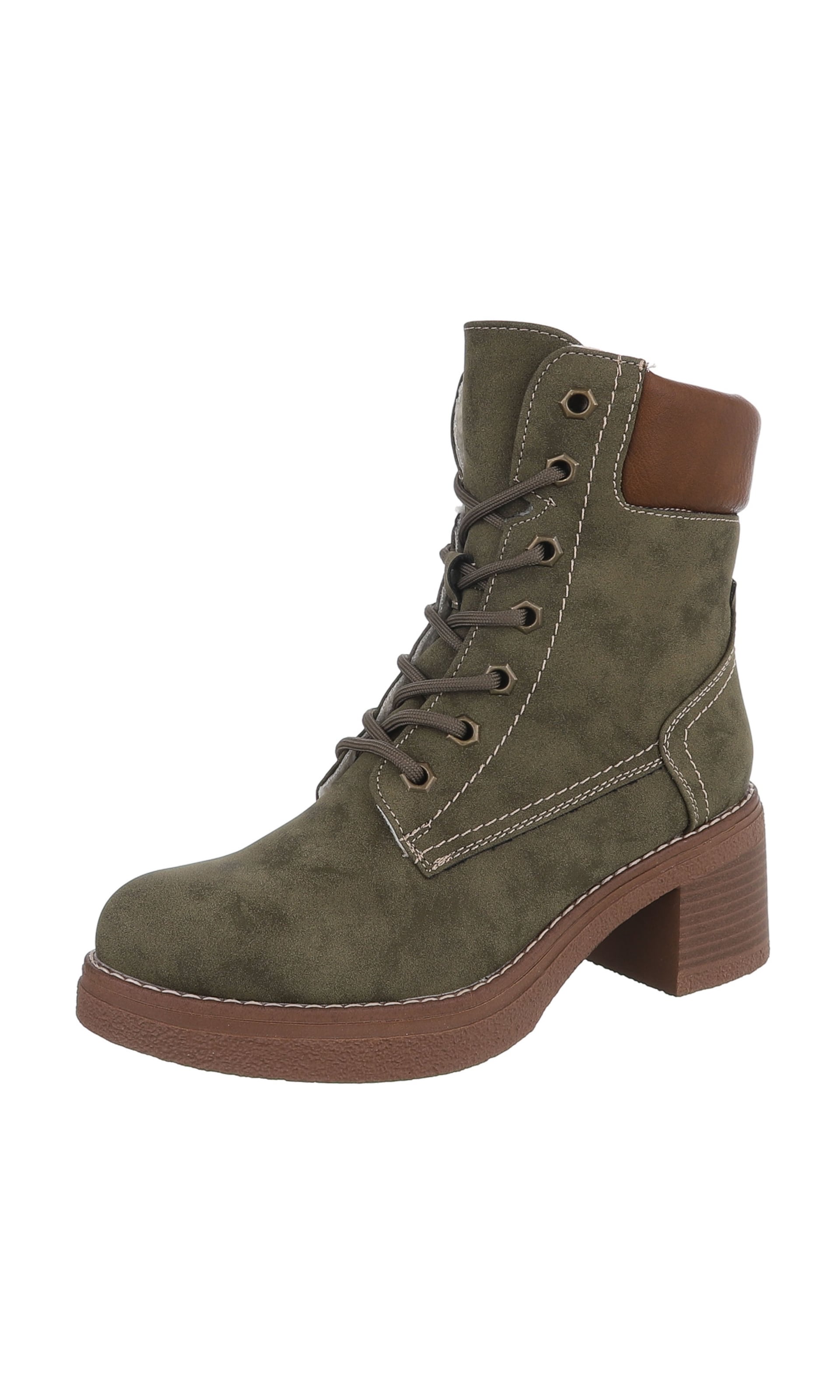 Ital-Design Lace-Up Ankle Boots in Green: front