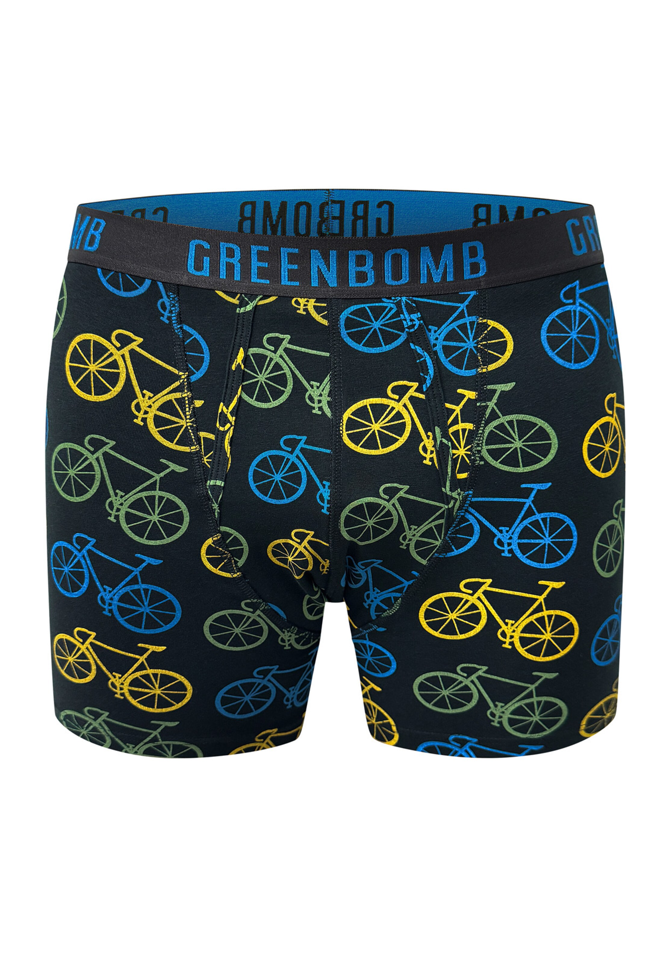 GREENBOMB Boxershorts 'Bike Big 2' in Zwart: voorkant