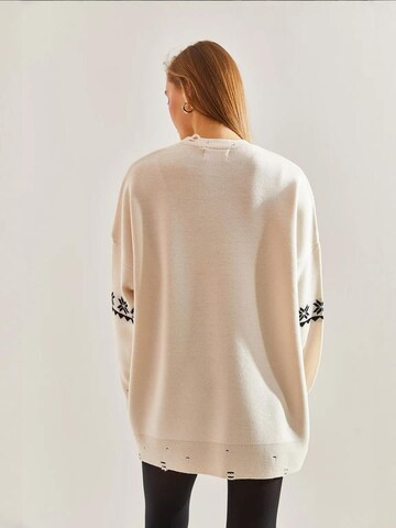 Pullover extra large di Bianco Lucci in beige