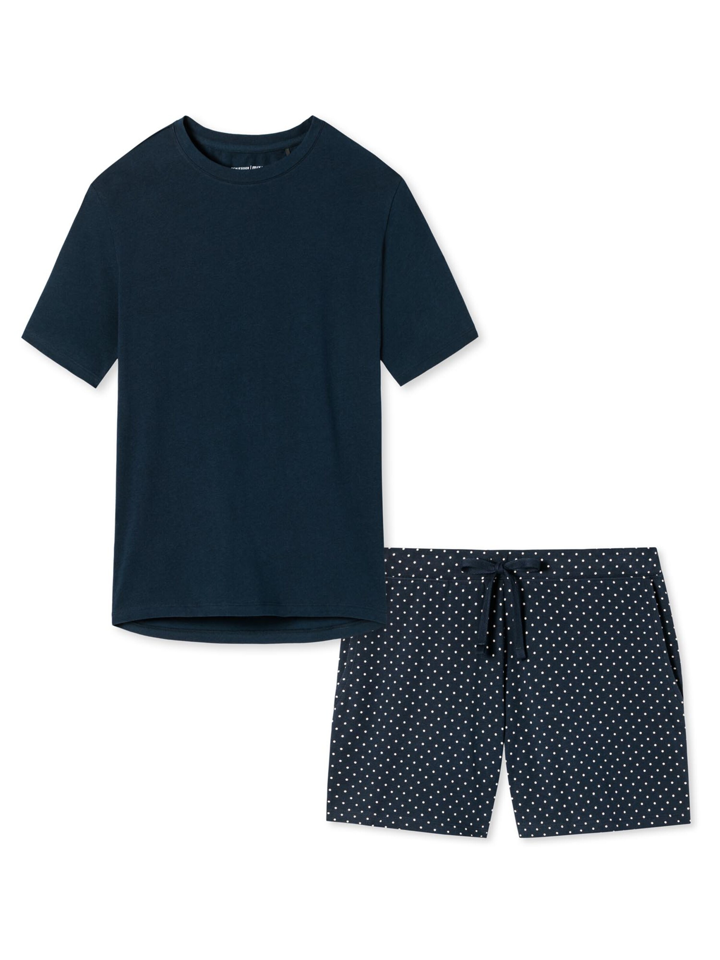 SCHIESSER Pyjama 'Cotton' in Blauw: voorkant