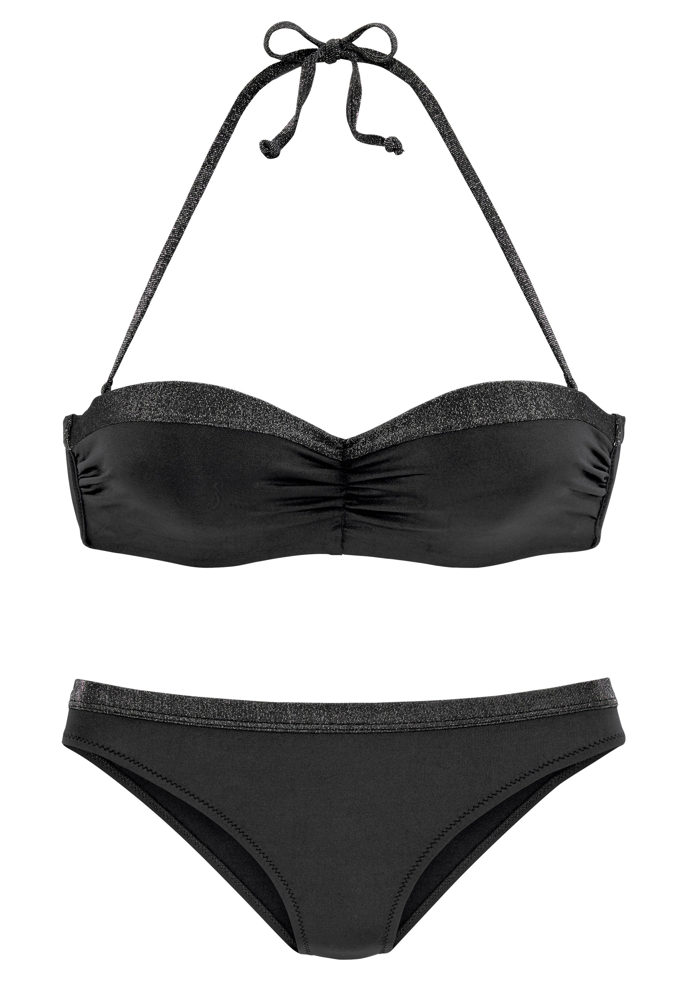 JETTE Bandeau Bikini i svart: framsida