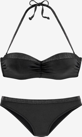 JETTE Bandeau Bikiny – černá: přední strana