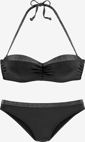 JETTE Bandeau Bikini i svart: framsida