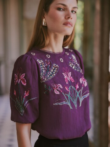 Chemisier love & roses en violet