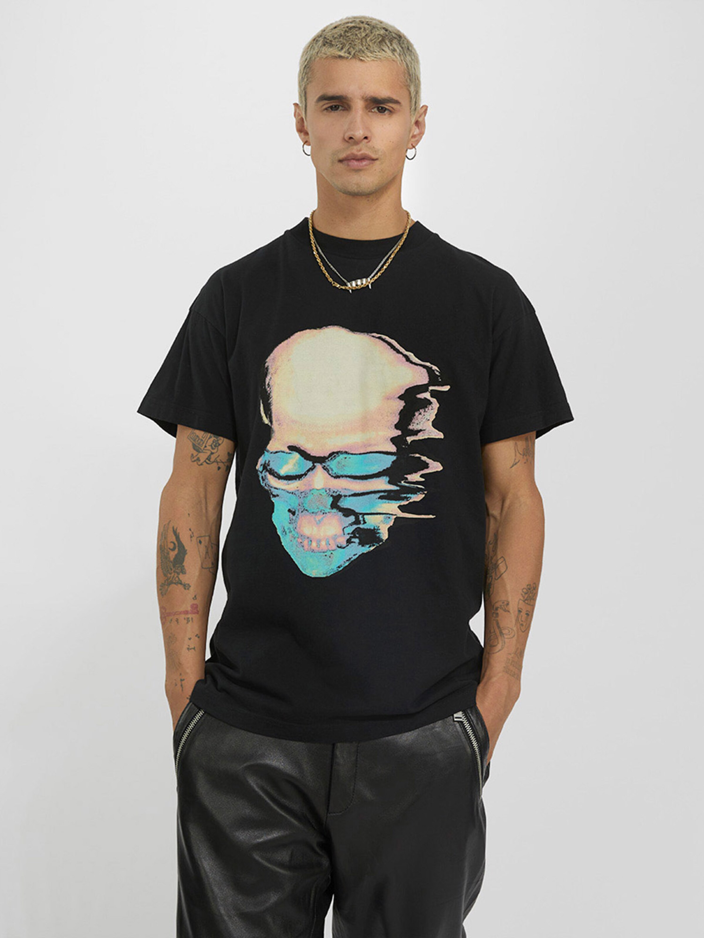 Männer Shirts Young Poets Society T-Shirt 'Skull Daylen' in Schwarz - TQ93317 Männer Shirts Young Poets Society T-Shirt 'Skull Daylen' in Schwarz - TQ93317