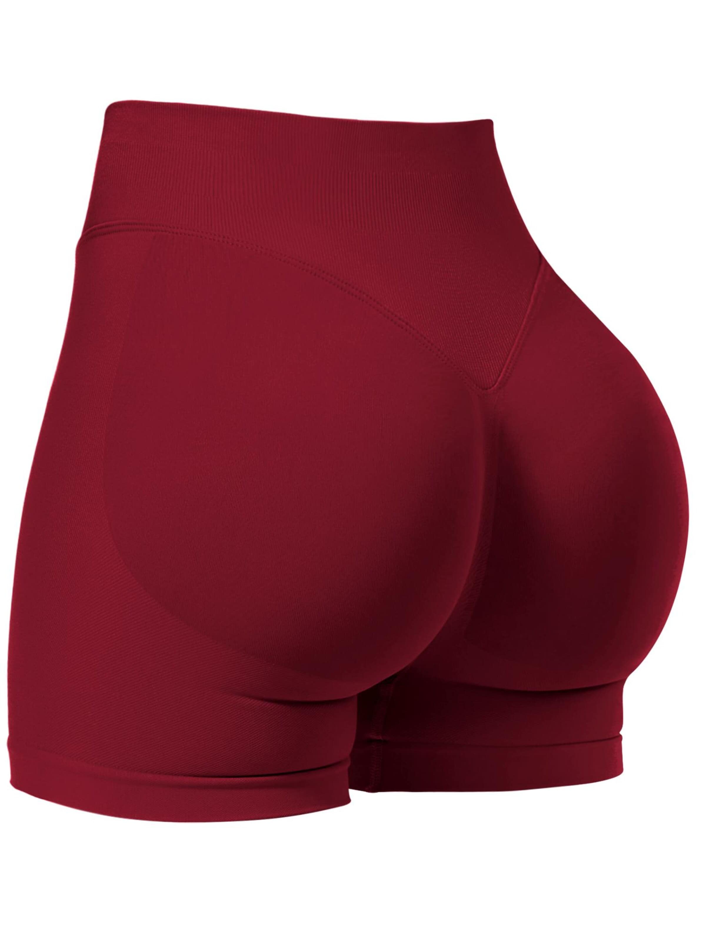 ZAAYO Skinny Workout Pants 'Women's Seamless Scrunch Butt Yoga Biker Shorts' in Red: front