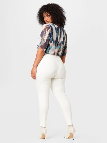 SAMOON Skinny Kalhoty – bílá