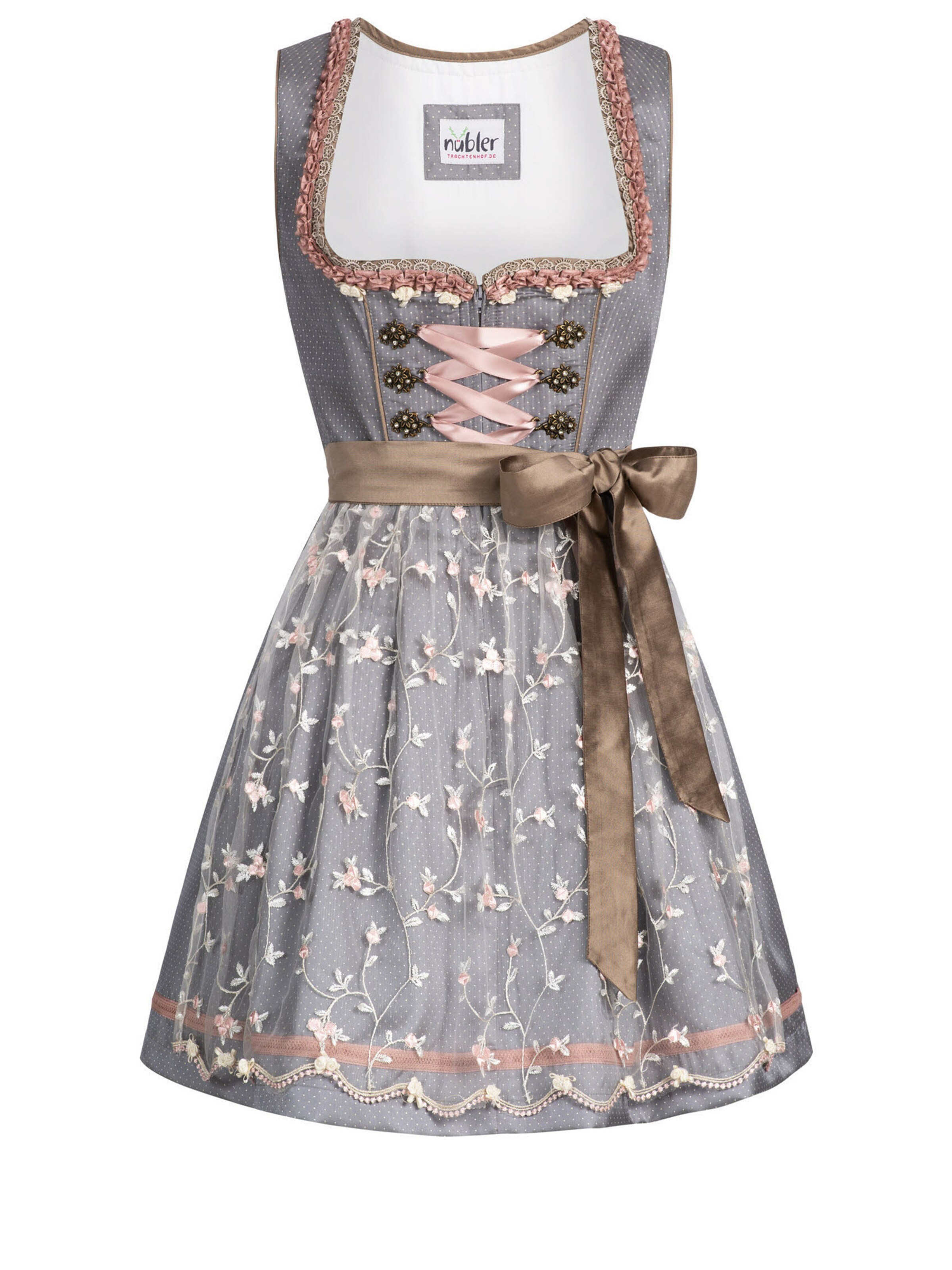 Trachtenhof Nübler Dirndl 'Mini Dirndl Jasmin'‌‌‌ in Grau: Vorderseite