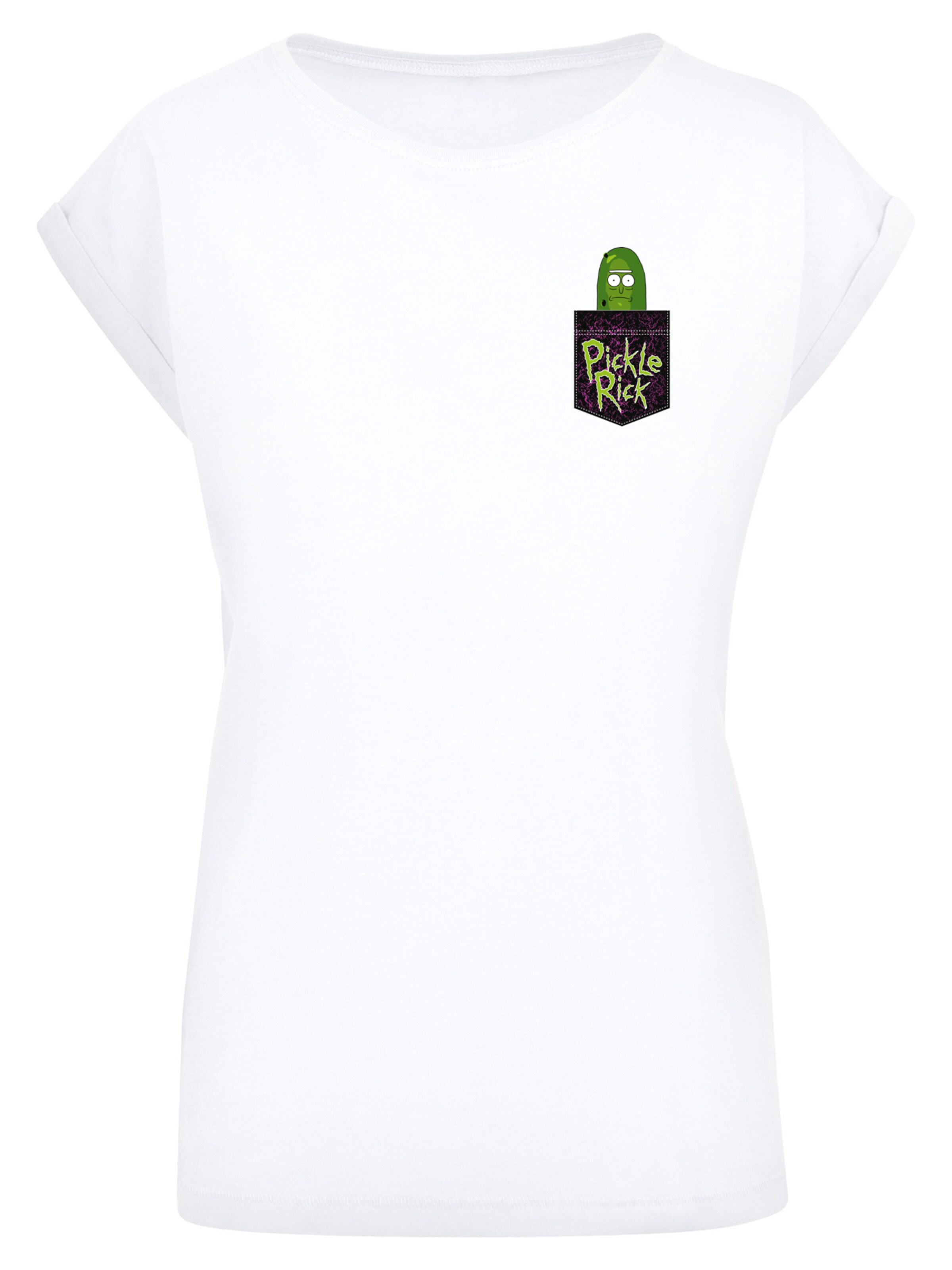 T-shirt 'Rick and Morty Pickle Rick' F4NT4STIC en blanc : devant