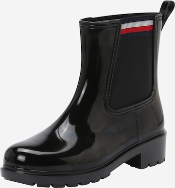 TOMMY HILFIGER Rubber boot 'Corporate' in Black: front