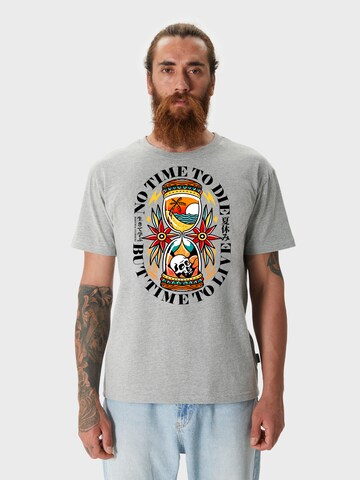 Oldskull Shirt 'Wrldvibe Time To Live' in Grey: front