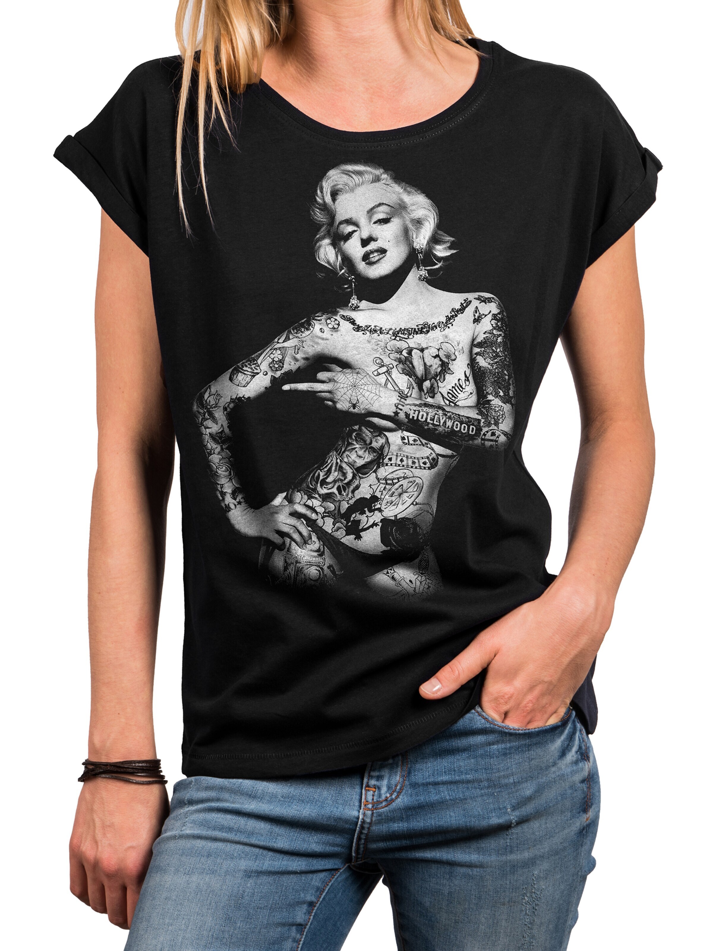 MAKAYA Shirt 'Tattoo' in Black