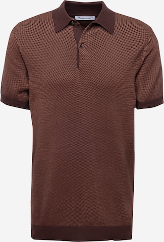 KnowledgeCotton Apparel Shirt in Bruin: voorkant