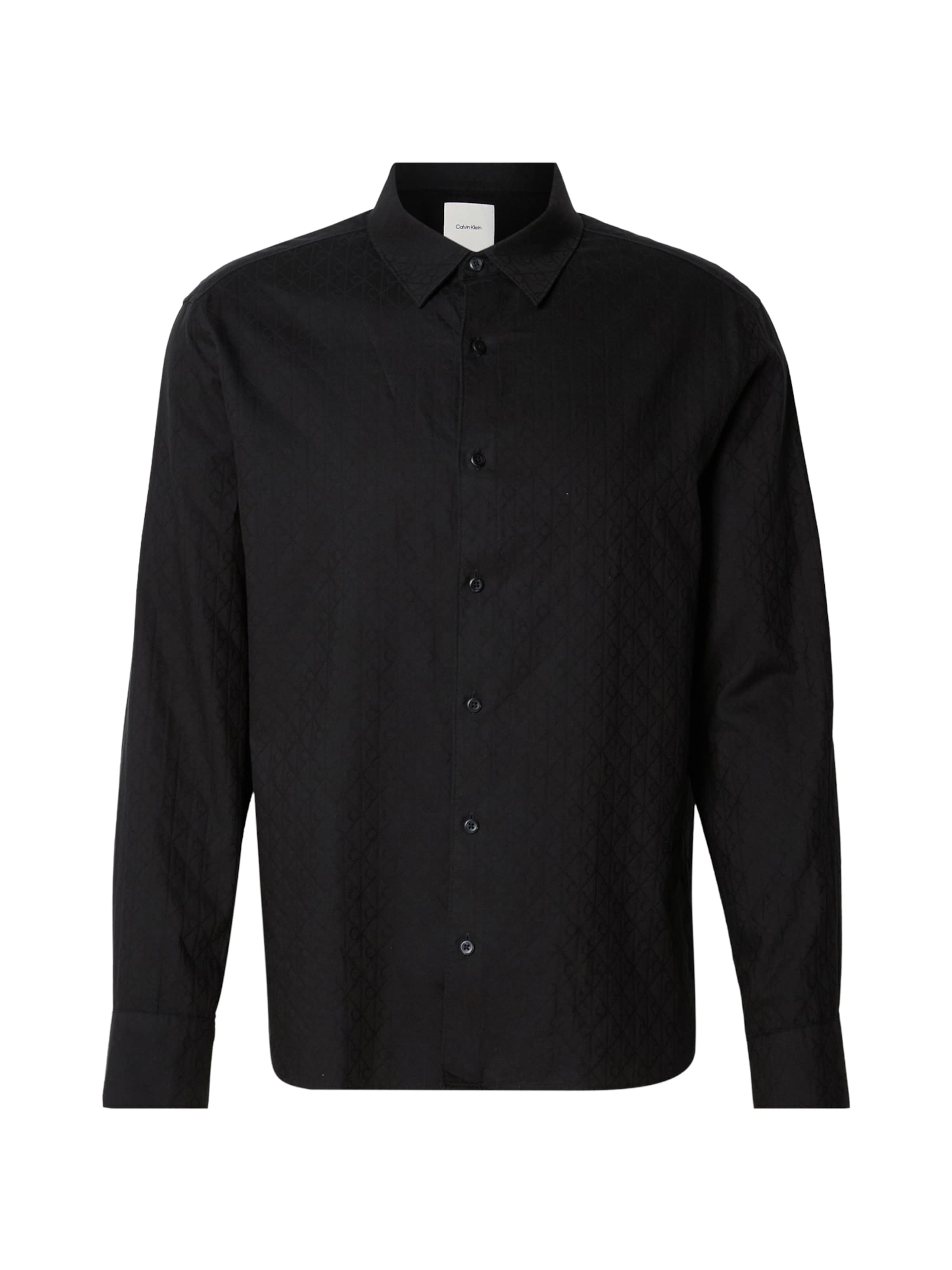 Calvin Klein Классический крой Рубашка в Черный: спереди