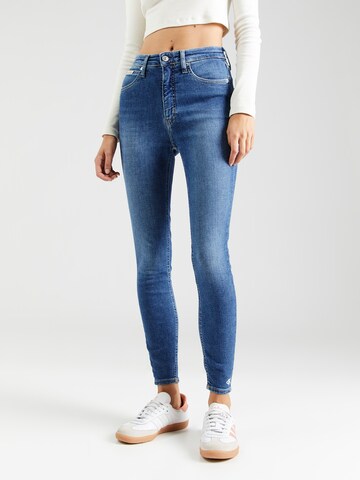 Calvin Klein Jeans Kitsas Teksapüksid, värv sinine: eest vaates