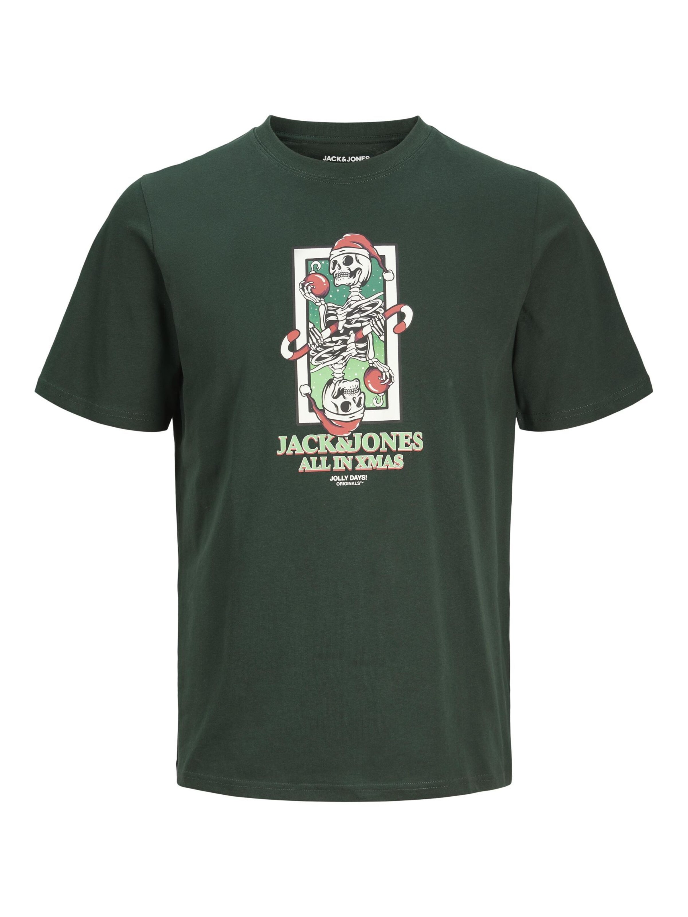 T-Shirt 'X-mas ' JACK & JONES en vert : devant