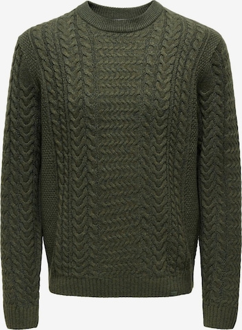 Only & Sons Trui 'FLETCHER' in Groen: voorkant