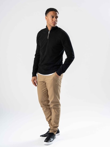 TEESHOPPEN Sweater ' Pullover Half ' in Black